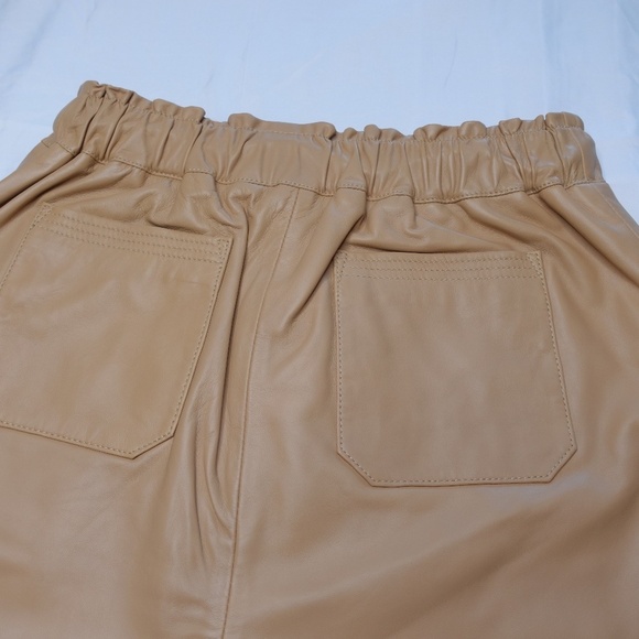 Lita By Ciara Lamb Leather wide leg Short Drawstring size Medium NWT MRSP $398 - Picture 9 of 12